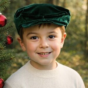 Emerald Green Velvet Newsboy Cap | Unisex Flat Cap